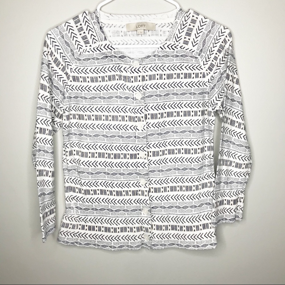 Ann Taylor LOFT white and black cardigan